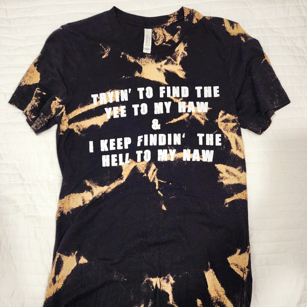Black Bleached Funny Yee Haw Tshirt